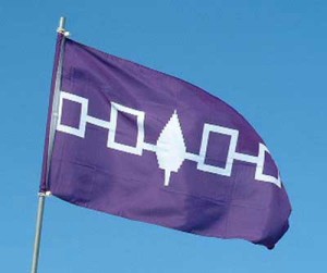 The Haudenosaunee flag. It is purple and white.
